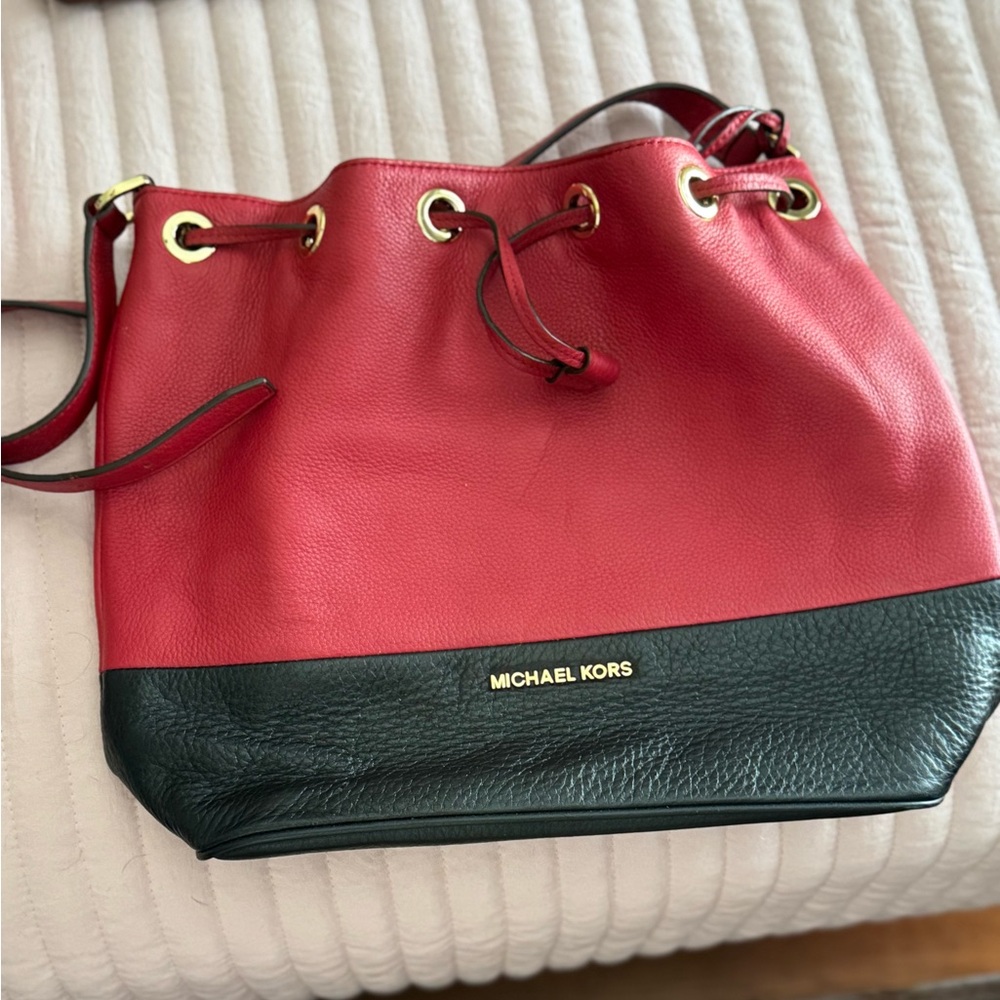 Michael Kors Red and Black Shoulder Bag